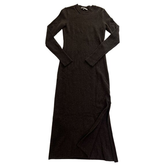 FRAME Cutout Long Sleeve Cashmere Blend Dress in Brown